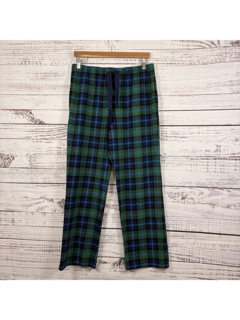 Lands End Blue Green Plaid Pajama Pants